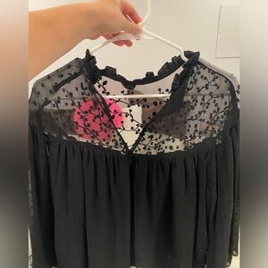 Embroidered Swiss dot blouse